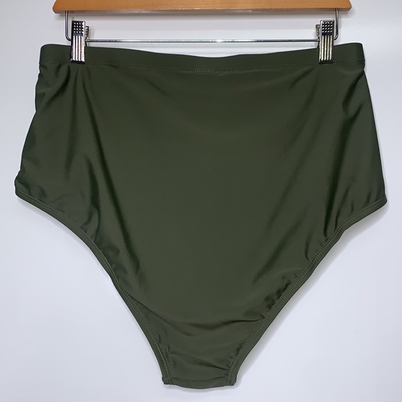 NEW SOVIYONTER Olive Ruffle High Waisted Swimsuit Bikini Set Bathing XL - Picture 8 of 9